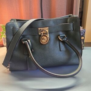 MICHAEL KORS Hamilton Satchel Medium Green Saffiano Leather